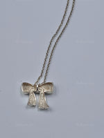 Sold-Tiffany & Co Sterling Silver 925 Bow Pendant Necklace