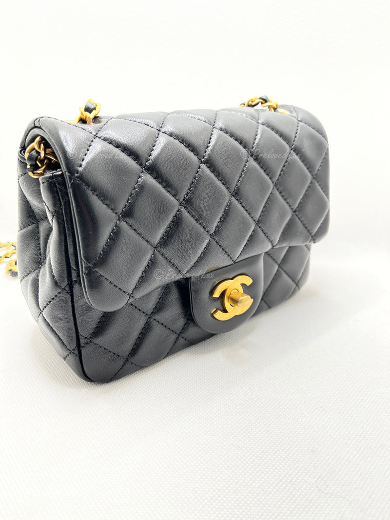 Chanel // Black Quilted CC Pearl Crush Mini Rectangular Flap Bag