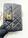 Sold-CHANEL Black Lambskin Mini Square Pearl Crush Flap Bag