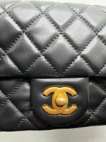 Sold-CHANEL Black Lambskin Mini Square Pearl Crush Flap Bag