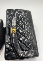 CHANEL Black Patent Leather Medium Diana Flap Crossbody Bag Gold hardware