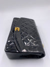 CHANEL Black Patent Leather Medium Diana Flap Crossbody Bag Gold hardware