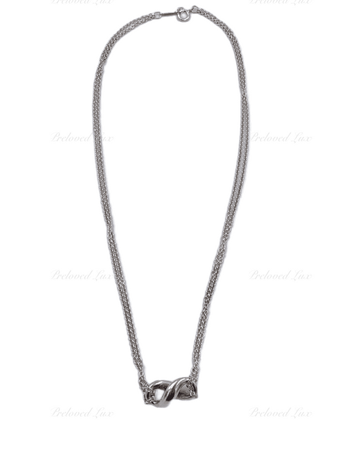 Sold-Tiffany & Co 925 Silver Infinity Pendant with Double Chain Necklace