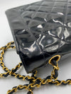 CHANEL Black Patent Leather Medium Diana Flap Crossbody Bag Gold hardware