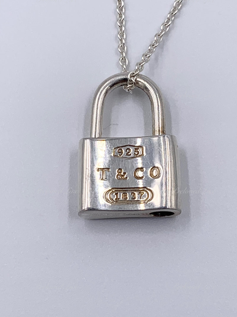 Sold-Tiffany & Co 925 Silver 1837 Lock with Necklace