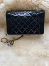 CHANEL Black Patent Leather Medium Diana Flap Crossbody Bag Gold hardware