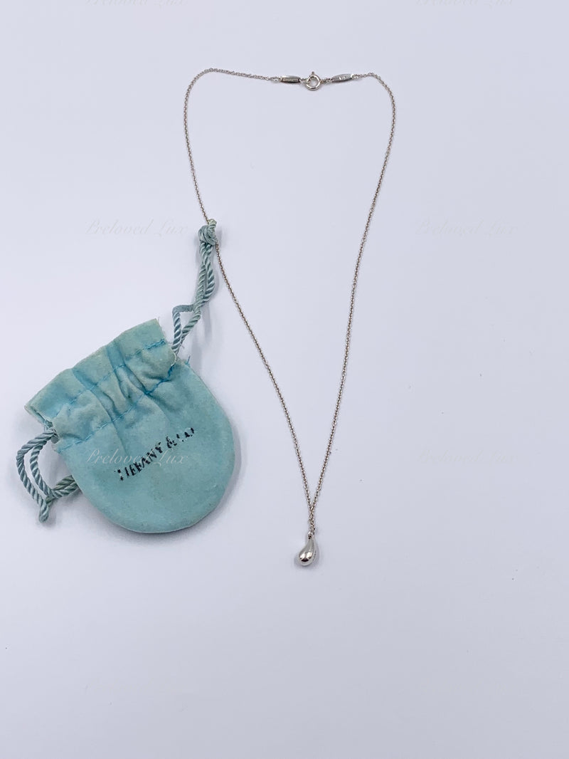 Sold-Tiffany & Co 925 Silver Elsa Peretti Tear drop Pendant Necklace