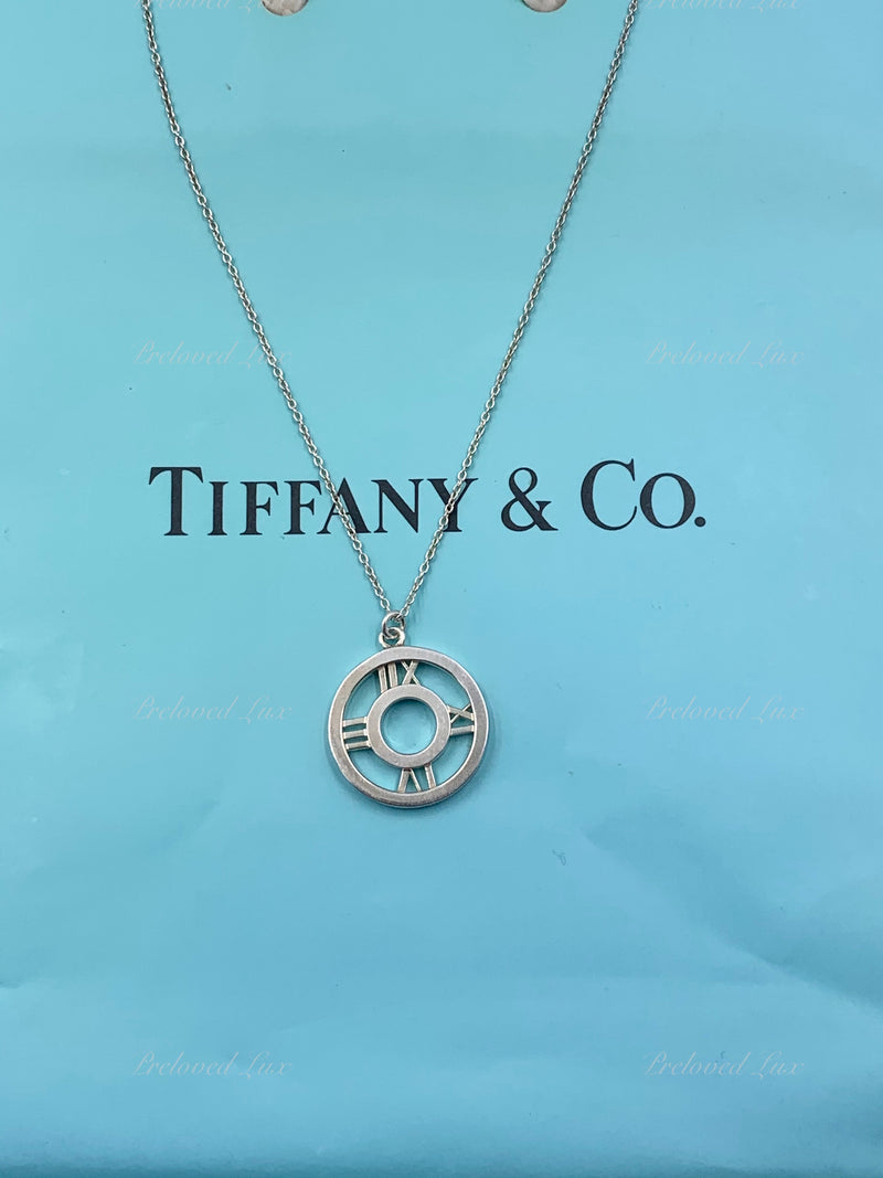 Sold-Tiffany & Co 925 Silver Atlas Collection Medallion Pendant Necklace