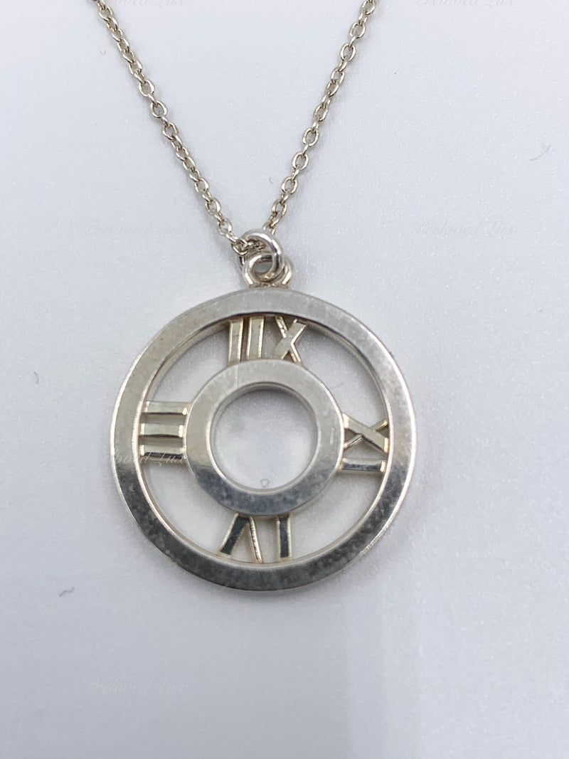 Sold-Tiffany & Co 925 Silver Atlas Collection Medallion Pendant Necklace
