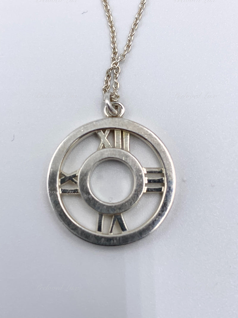 Sold-Tiffany & Co 925 Silver Atlas Collection Medallion Pendant Necklace