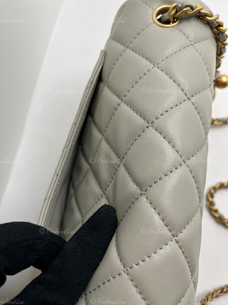 CHANEL Grey Lambskin Mini Rectangular Pearl Crush Flap Bag - Preloved Lux  Canada