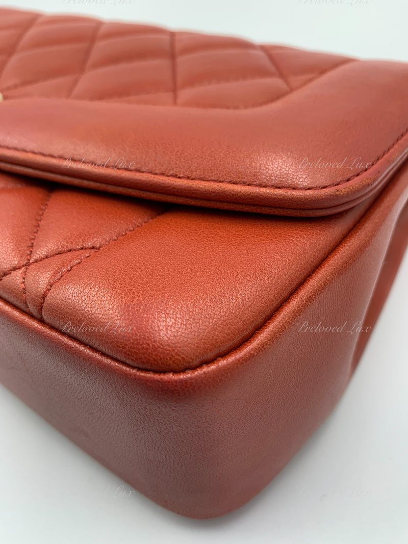 CHANEL Orange Red Lambskin Reissue Medium Diana Flap Crossbody Bag Gold  hardware - Gold Hardware - Preloved Lux Canada