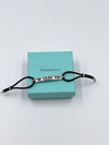 Tiffany & Co Atlas Roman Numeral Bar Black Rubber Cord Bracelet