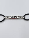 Tiffany & Co Atlas Roman Numeral Bar Black Rubber Cord Bracelet