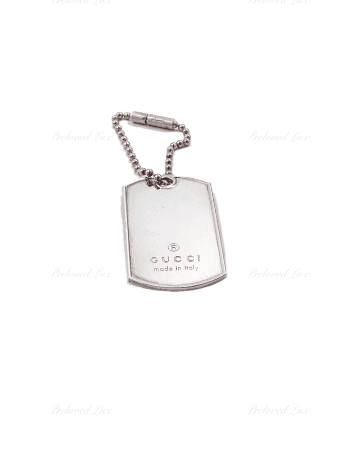 Gucci 925 Silver Dog Tag Pendant Key Chain