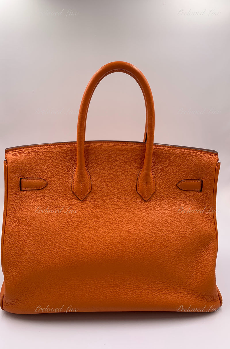 Hermès Orange Clemence Birkin 35 | 35cm