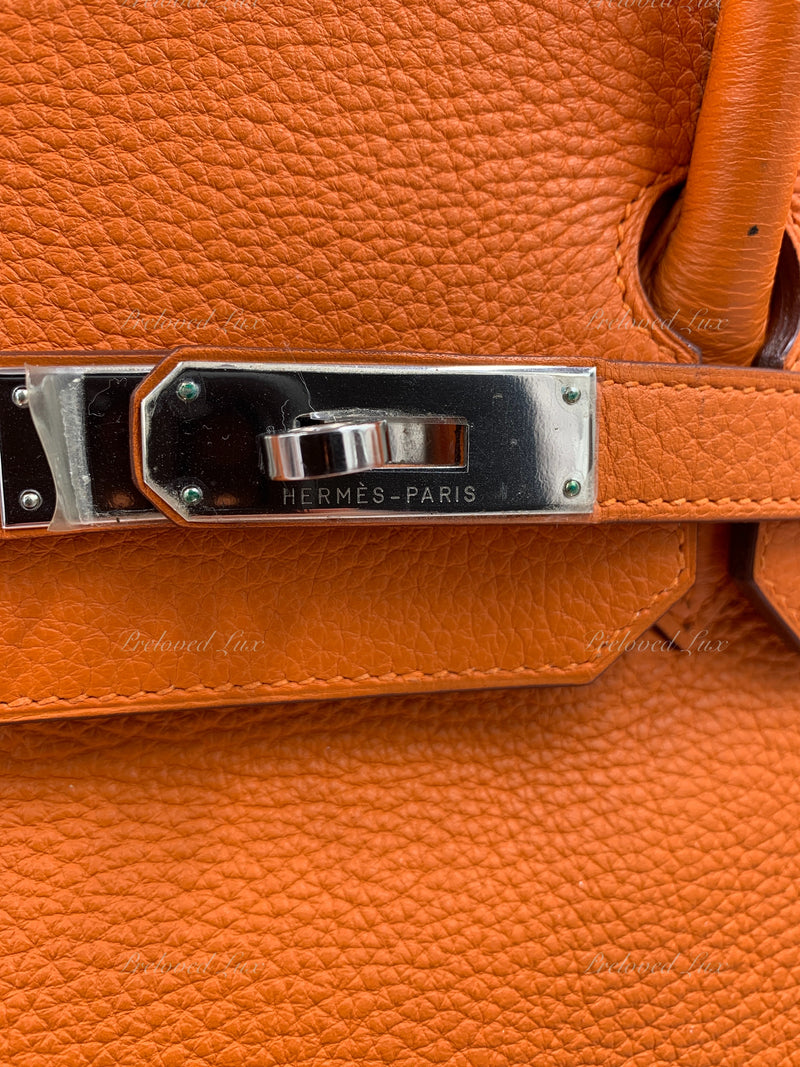 HERMES Birkin 35 Clemence Leather Orange Palladium hardware