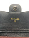 CHANEL Black Caviar Mini Clutch Wallet Crossbody Bag Champagne Light Gold Hardware