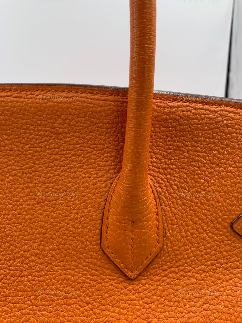 Hermès Orange Clemence Birkin 35 | 35cm