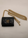 Sold-CHANEL Black Lambskin Mini Clutch Wallet Crossbody Bag Gold Hardware