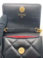 Sold-CHANEL Black Lambskin Mini Clutch Wallet Crossbody Bag Gold Hardware
