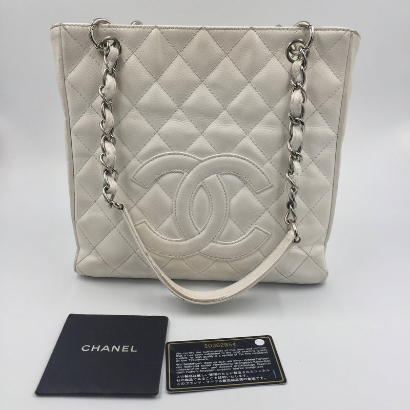 Chanel 2005-2006 Petite Shopping Tote PST SHW Silver Caviar