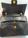 Sold-CHANEL Classic Lambskin Double Chain Double Flap Bag black/gold