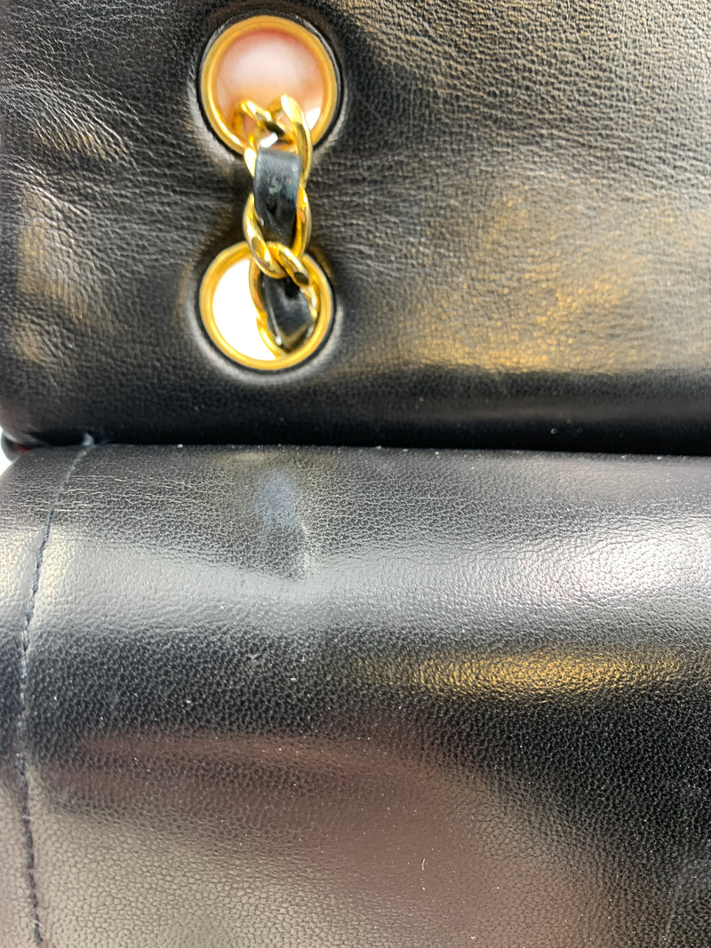 Sold-CHANEL Classic Lambskin Double Chain Double Flap Bag black/gold ...