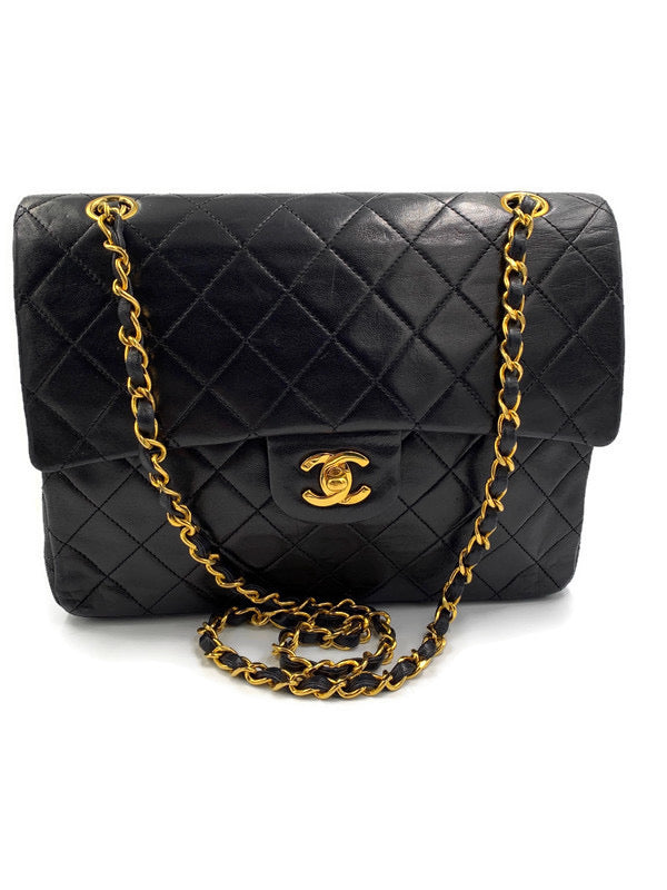 Authenticated Used Chanel Chain Shoulder Bag Black Gold Diana A01165  Matrasse 25cm Lambskin CHANEL Single Coco Mark Turnlock Women's Luxury 