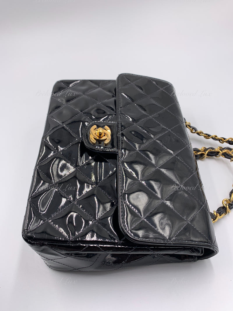 CHANEL Classic Mini Square Black Shoulder Bag Crossbody - Gold