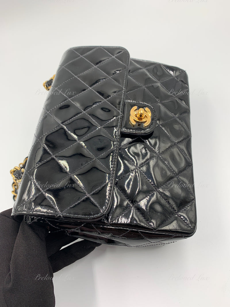 CHANEL Classic Mini Square Black Shoulder Bag Crossbody - Gold Hardwar –  Preloved Lux