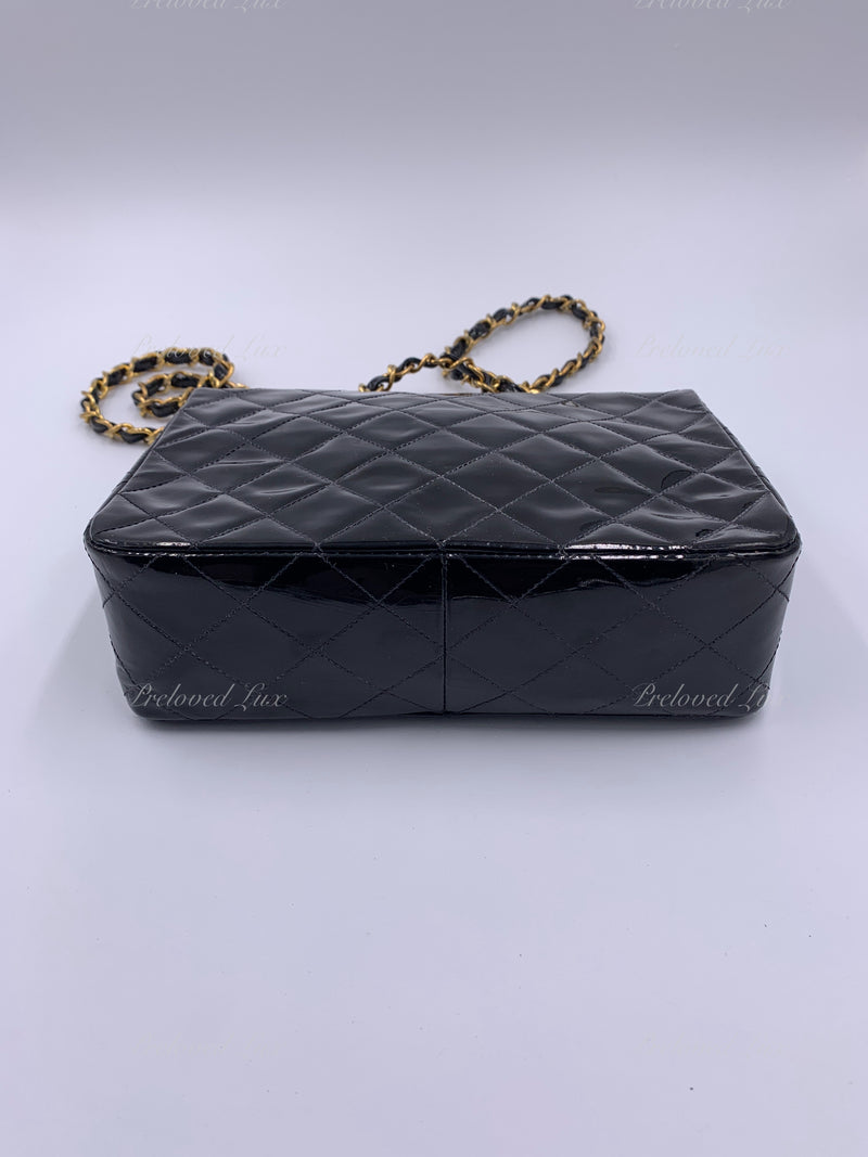 CHANEL Classic Mini Square Black Shoulder Bag Crossbody - Gold