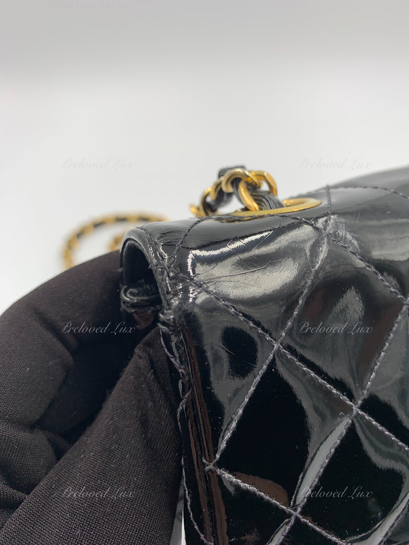 CHANEL Classic Mini Square Black Shoulder Bag Crossbody - Gold