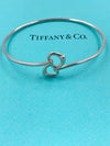 Tiffany & Co Silver 925 Elsa Peretti Double Open Heart Bangle Bracelet