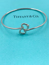 Sold-Tiffany & Co Silver 925 Elsa Peretti Double Open Heart Bangle Bracelet