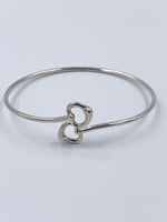Tiffany & Co Silver 925 Elsa Peretti Double Open Heart Bangle Bracelet
