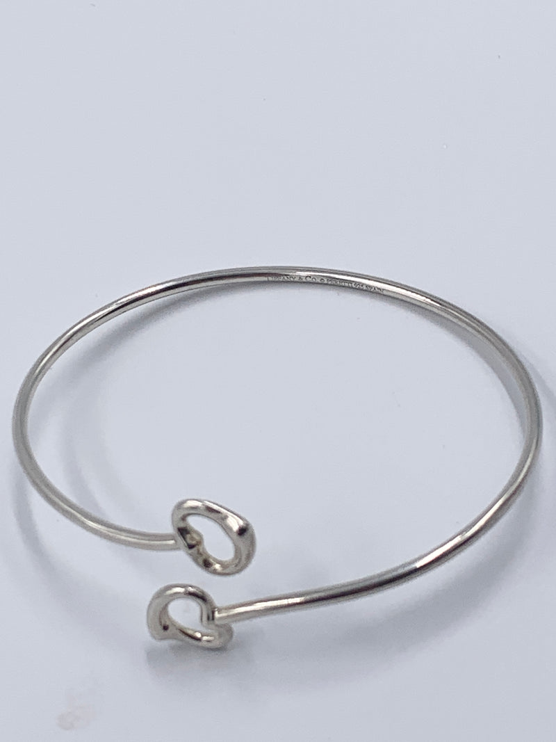 Tiffany & Co Silver 925 Elsa Peretti Double Open Heart Bangle Bracelet