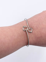 Tiffany & Co Silver 925 Elsa Peretti Double Open Heart Bangle Bracelet