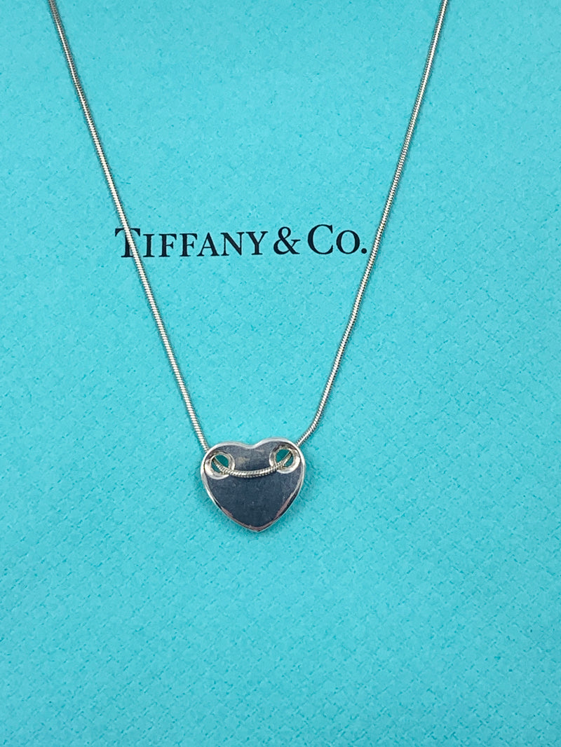 Tiffany & Co 925 Silver Full Heart Pendant Necklace