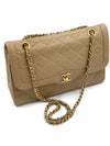 Sold-CHANEL Paris Lambskin Double Chain Double Flap Bag Beige/gold