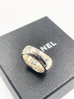 CHANEL 925 Silver Letter Alphabet Wide Ring Size 6 3/4