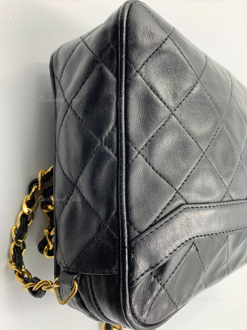 CHANEL Lambskin Black Camera Bag with Tassel