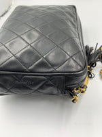 CHANEL Lambskin Black Camera Bag with Tassel