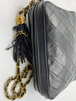 CHANEL Lambskin Black Camera Bag with Tassel