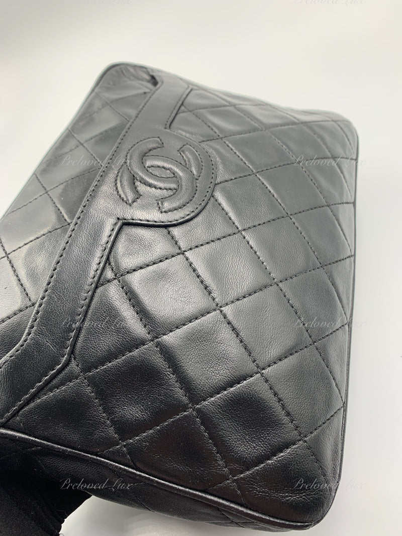 CHANEL Lambskin Black Camera Bag with Tassel