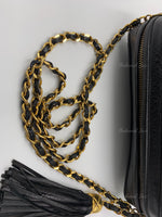 CHANEL Lambskin Black Camera Bag with Tassel