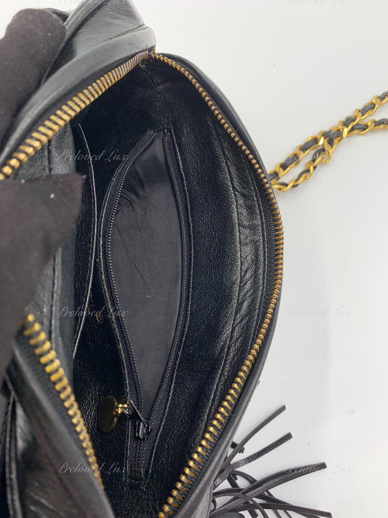 CHANEL Lambskin Black Camera Bag with Tassel