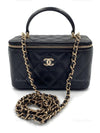 Sold-CHANEL Lambskin Black Top Handle Vanity Case Chain Bag Light Gold Hardware