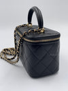 Sold-CHANEL Lambskin Black Top Handle Vanity Case Chain Bag Light Gold Hardware
