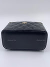 CHANEL Lambskin Black Top Handle Vanity Case Chain Bag Light Gold Hardware